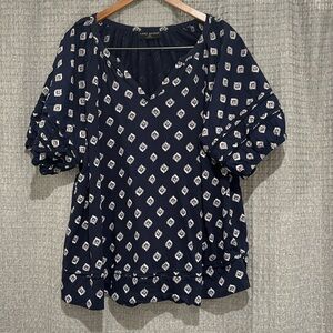 Lane Brant Blue Split Neck Top Size 18/20